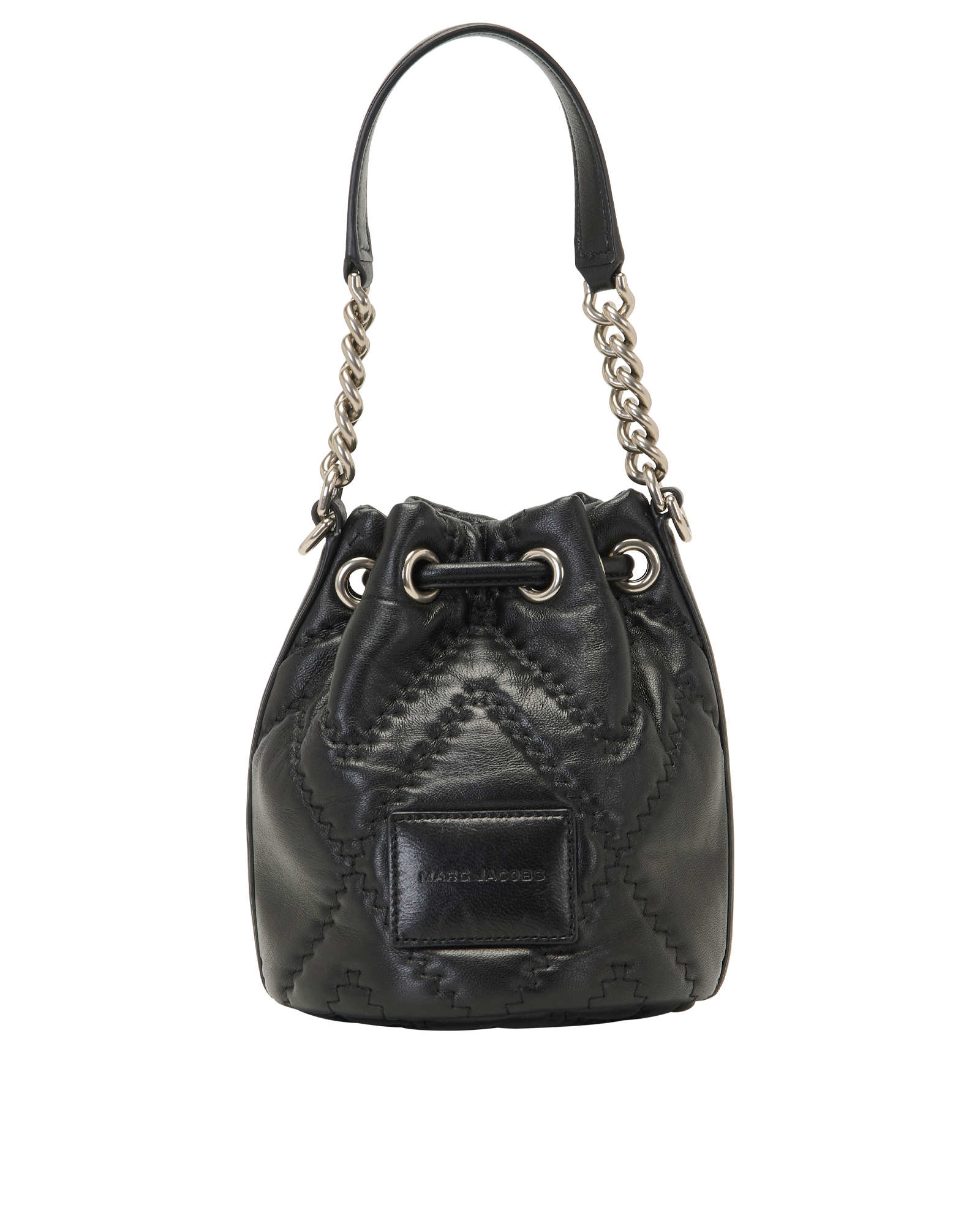 Quilted The Bucket Bag, &pound;150, Handbags, Black, Leather, Back view